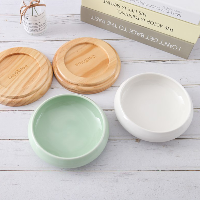 Cat bowls ceramic protection cervical spine cat food basin dogs anti-roll rice bowls rack separating kittens water bowls pet supplies