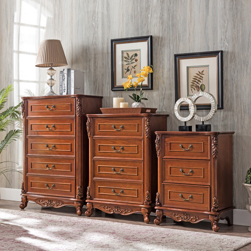 American-style solid wood drawer cabinet multi-function drawer cabinet European-style chest of drawers against the wall home retro porch storage storage cabinet