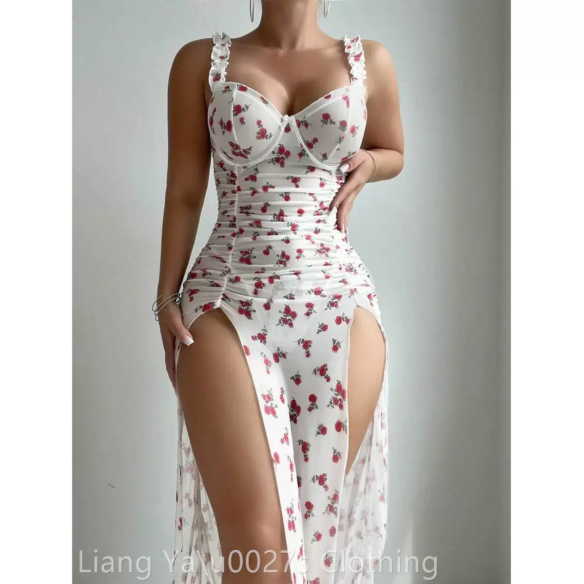 [Сексуальное нижнее белье, сексуальная женская backless открытая топовая ночная Рубашка набор]