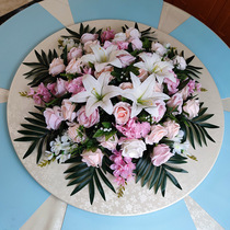 Hotel large round table in the middle of the flower table turntable flower decoration decorative flower simulation plastic flower hotel round table flower