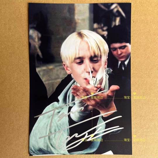 Harry Potter Malfoy Autographed Photo Merchandise, Tom Felton Same Style Autographed Postcard to Give to Friends