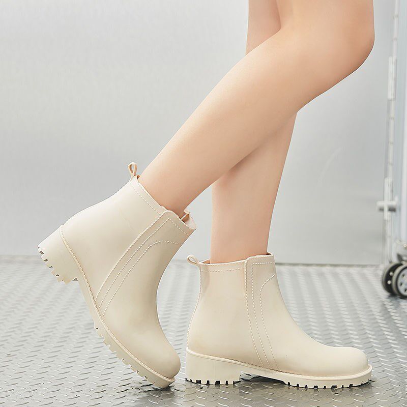 Rain boots women's short tube Korean cute fashion style outer wear non-slip water shoes waterproof rain boots adult rain boots