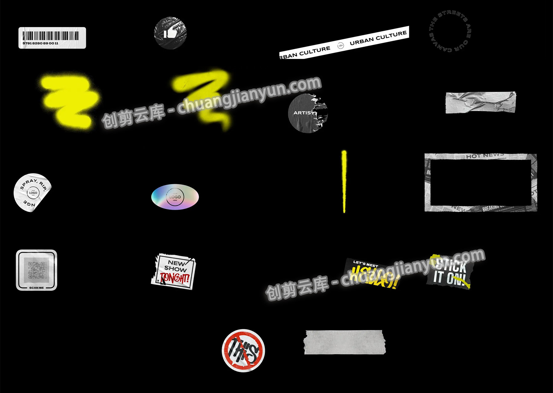 MotionVFX - mCollage Paper Rip 83种潮流前卫时尚美学趣味撕纸塑料纹理涂鸦笔画拼贴元素/标题文本动画/贴纸动画/宝丽来照片视频叠加效果转场过渡FCPX插件