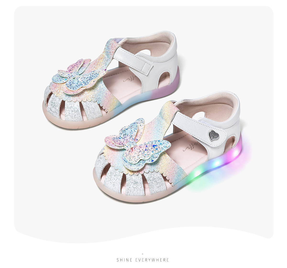 Flashing Light Shoes | Snuffy Girls' Sandals Summer New Style Children's Soft Sole Non-Slip Princess Baby Closed-Toe Sandals — 21