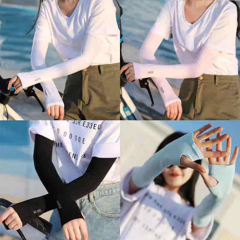 Summer gloves for men and women anti-UV ice silk care arm riding outdoor sleeves thin and driving ice sleeveless sleeves women
