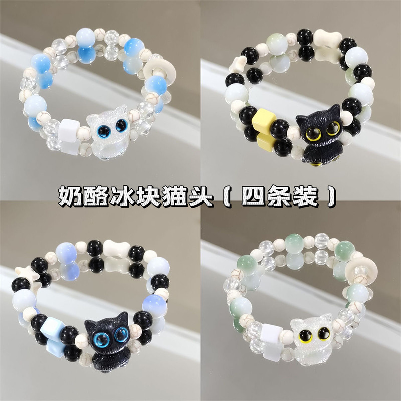 New Cheese Ice Cube Cute Cat Bracelet for Women ins Style Niche Ice Transparent Sweet Couple Best Friend Easiest for Match Bracelet