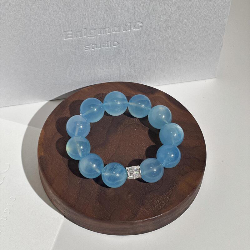 Niyord Natural Aquamarine Crystal Bracelet High-Quality Women's Bracelet for Peace and Good Fortune, Meaning Good Luck and Happiness, Gift