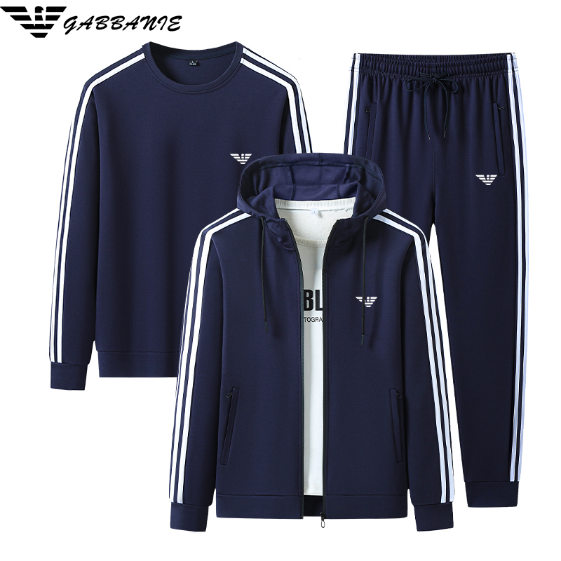 Outlet Sports Suit for Men, Spring and Autumn 2026 New Style, Hooded Jacket, Sweatshirt, Long Pants, Men's Three-Piece Set