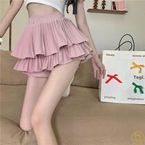 Hakata skirt one body wear fashion net red female pleated skirt safety pants fake two-piece miniskirt anti-light insurance pants