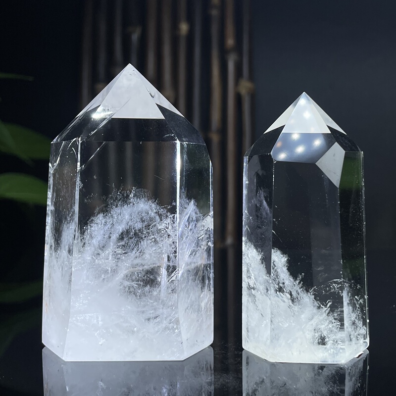 Natural Azeztulite Transparent White Crystal Hexagonal Prism Raw Stone Polished Home Office Decoration Piece