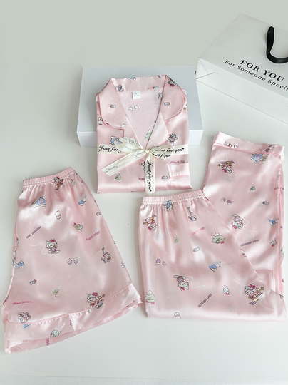 Hellokitty Cat Birthday Gift for Girls, Best Friends, Sisters, Wives, Practical and High-End Ice Silk Pajamas Gift Box