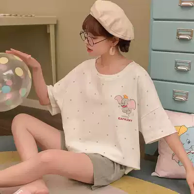 Pajamas women cotton cute cartoon dapas summer thin short-sleeved shorts can wear home clothes two-piece suit