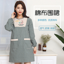 Fashion household kitchen cooking Long-sleeved adult overalls jacket overcoat thickened apron womens cotton cloth Korean version