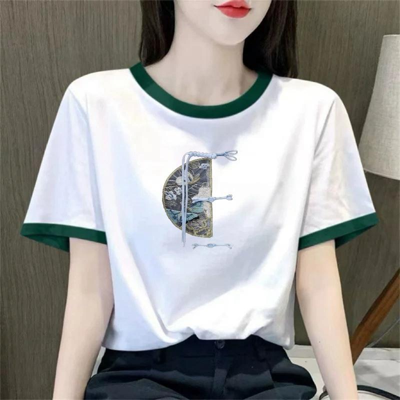Clearance Sale: New Chinese-Style Short-Sleeve T-Shirt for Middle-Aged Moms, Loose Plus-Size Women's Half-Sleeve Top, Base Shirt Clearance Sale: New Chinese-Style Short-Sleeve T-Shirt for Middle-Aged Moms, Loose Plus-Size Women's Half-Sleeve Top, Base Shirt