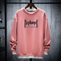 Fake Two Weater Mens Young Men No hat Long sleeves T-shirt High School middle school students Spring-and-autumn-style big boy mens clothing blouses