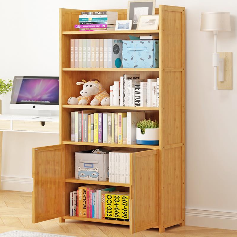 Small floor-to-ceiling solid wood two-door bookcase living room cabinet against the wall bookshelf large-capacity space-saving household practical type