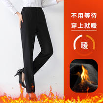 Winter Vocational West Pants Women Bank Work Pants Positive Fit Straight Drum Pants Hidden Green Big Code Womens Trousers Padded Trousers Glint Thickened