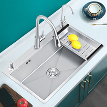 304 stainless steel handmade sink single slot kitchen thickened large washbasin washing dishes above the basin and under the counter for washing vegetables
