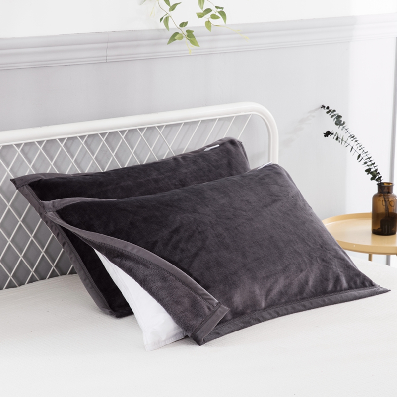 Coral Suede Pillow Towel Single Pair Dress Pure Color Soft Minima Couple Thickened Flannel Upscale Au Style Pillow Towel