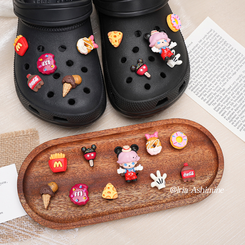 Crocs Accessories Dimoo Mickey Donut Pop Mart Shoe Charms Shoe Decoration Accessories Compatible with Crocs