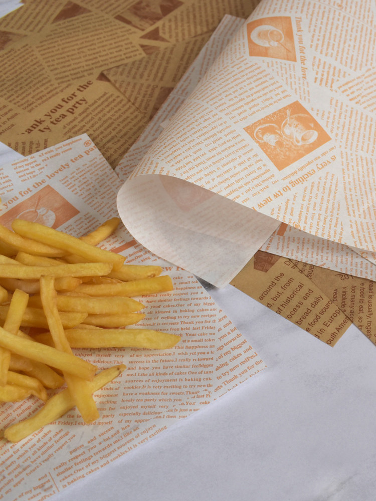 Greaseproof paper Commercial greaseproof paper for deep-fried food Special deep-fried chicken fries tray mat American hamburger bread