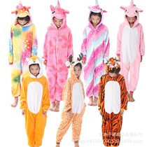 New cartoon animal conglomerate pajamas childrens parents and girls home to flannel pajamas