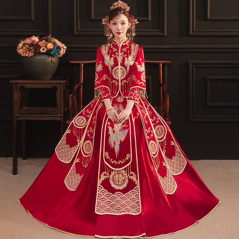 Satin show Won't suit the bride 2022 New wedding Chinese wedding dress Wedding Dress Show Kimono and Summer Wedding Suit Women