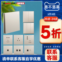 Rograng switch socket panel ceremony champagne Milan gold socket usb five-hole wall power household 86