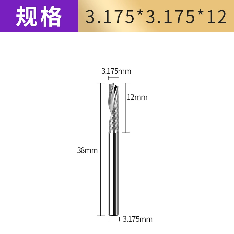 dao khắc chữ cnc Chắc Chắn Máy Khoan 3.175 Đơn Edge Xoắn Ốc Xay Quảng Cáo Acrylic PVC Khắc CNC Máy Công Cụ 5A Đầu Khắc mũi dao cnc dao tiện gỗ cnc Dao CNC