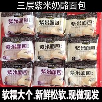 Three Floors Purple Rice Bread Fresh Breakfast Whole Box Purple Fries Black Rice Sticky Rice Cheese Sandwich Toast 5 7 10 20 bags