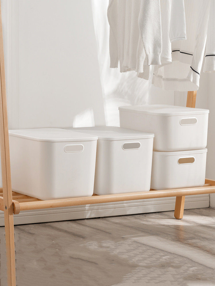 White Containing Box Small Storage Cartridges Cover Makeup Room Tea Table Living-room Debris Finishing Clothes Plastic containing baskets