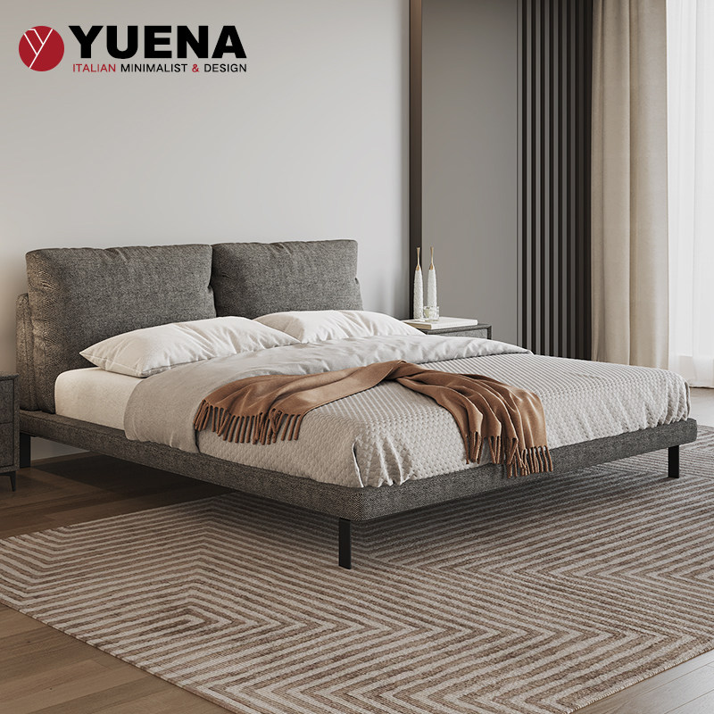 Italian-style hurricane second bed modern minimalist fabric bed light luxury high-grade gray 2021 new double bed
