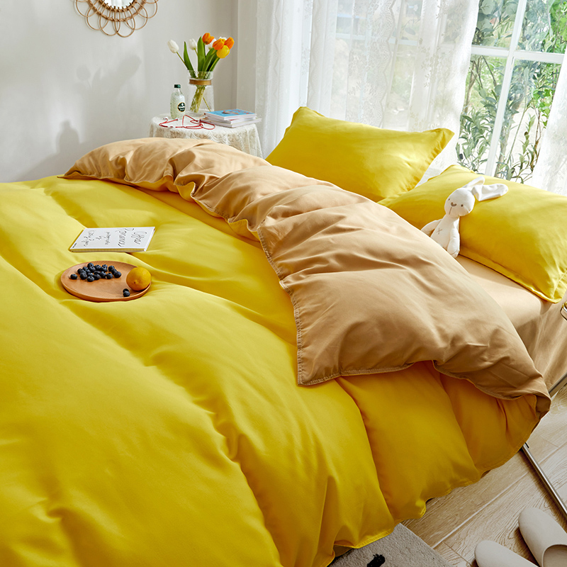 Nordic Feng Shui Washing Cotton Ins Four Pieces Bed Group Teenage Girl Hearts Summer Quilt Cover Single Student Dormitory Three Sets of Bed Goods