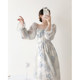Early spring floral dress 2023 new square collar gentle style fairy flower print dress high-quality long-sleeved skirt