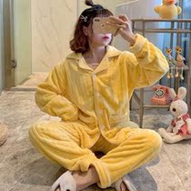 Coral Suede Spring Autumn Winter Pyjamas Woman Winter Flannel Suede Thickening Plus Plush Long Sleeve Turnover home Winter Suit