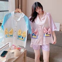 New Female Sleepwear Summer Ice Silk Short Sleeve Shorts Korean Version Two Sets Women Summer Thin silk Home Suits Suit