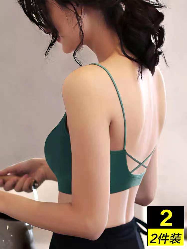 AIMER beauty back lingerie women's vest net red hot small chest gathering thin bandeau integrated bra summer bra tide