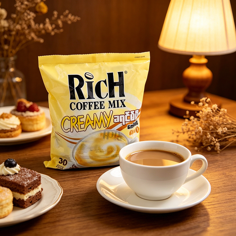 Myanmar Rich Instant Three-In-One Coffee, Rich and Aromatic, Milky Original Flavor Instant Coffee 540g, Refreshing Brew