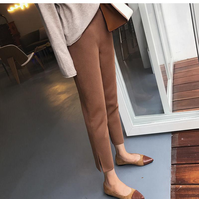 Straight-tube wool harem pants women's small feet lob pants nine-point cigarette pants fashion age-reducing and thin casual suit trousers
