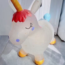 Unicorn jumping horse inflatable toy for children 1 to 3 years old baby kindergarten rocking horse wooden horse educational toy