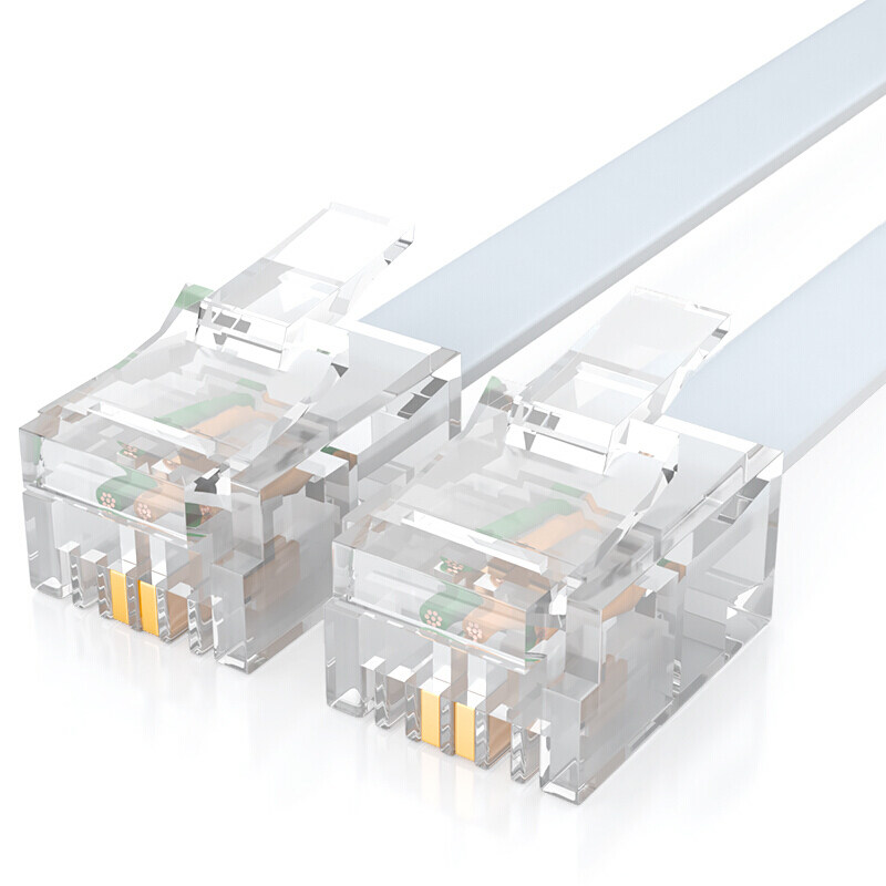 The Shin Bolt 2 core strands 6P2C pure copper telephone line with double crystal head 3 m strips of white (5 packets)