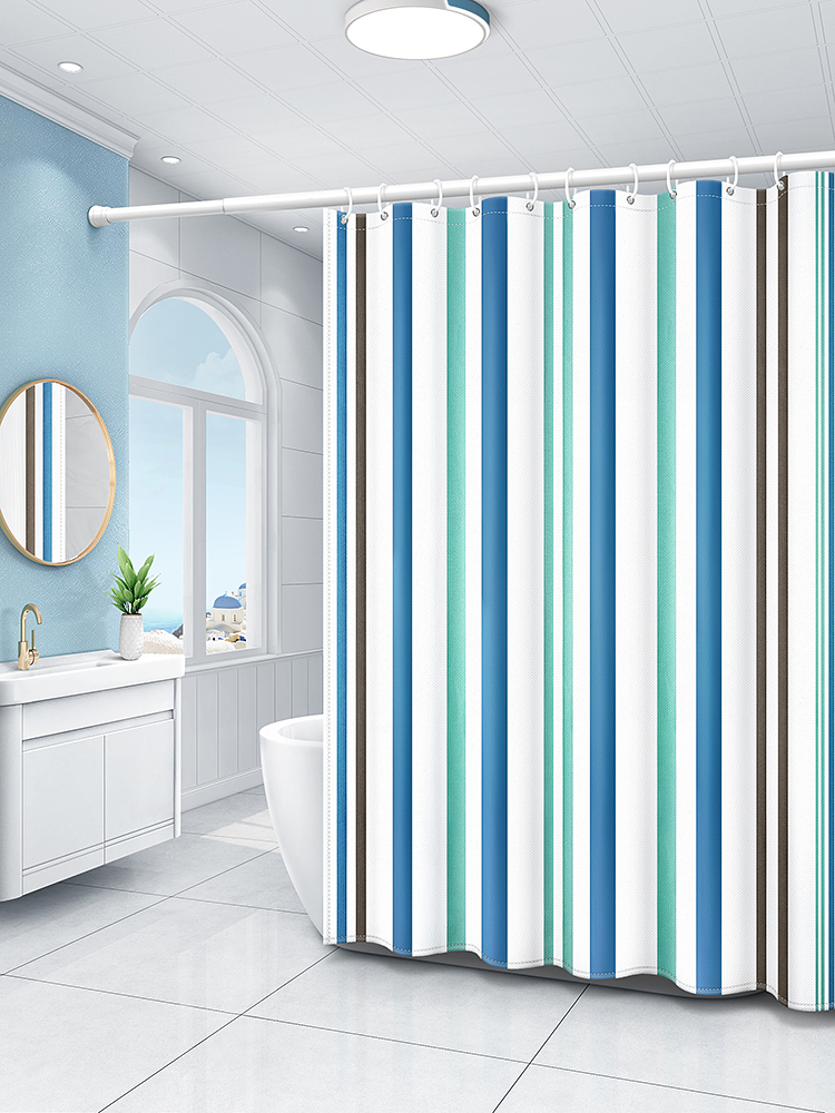 Makeup Room Bath Curtain Waterproof Cloth Suit Bathroom Free of perforated curtains Mildew Curtain-hanging Curtain Shower bath Water-retaining partition window