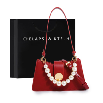 CHELAPSKTELH bride 2022 new pearl shoulder strab bag premium red wedding wedding bag