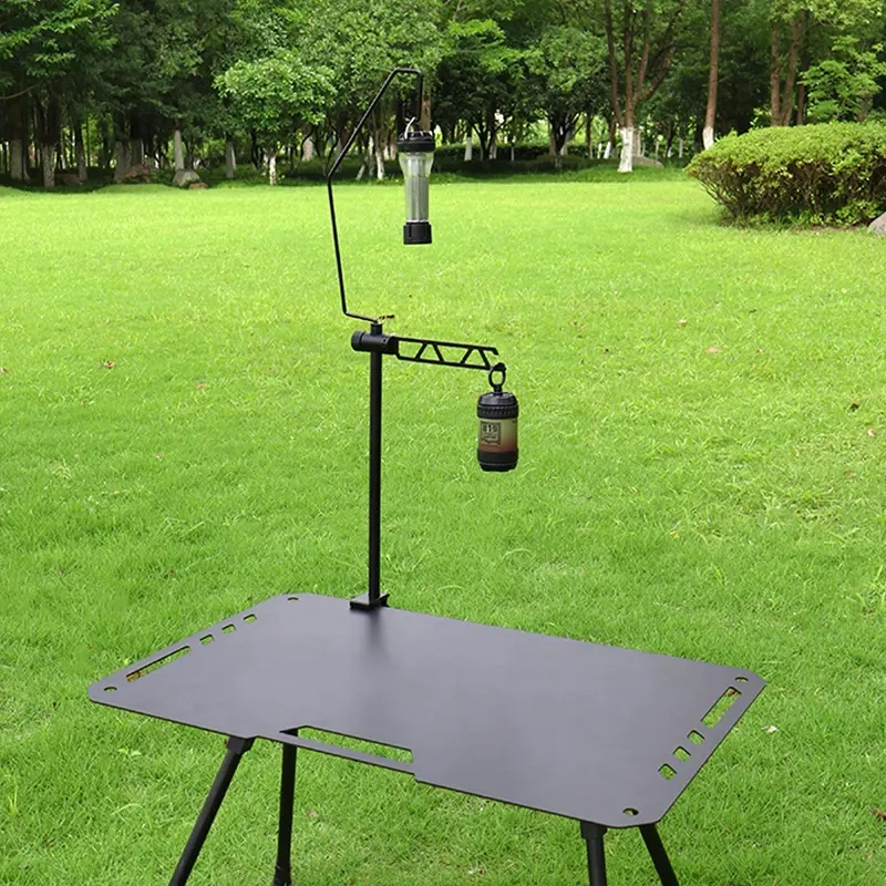 Outdoor Camping Table Lamp Stand Detachable Portable Bracket Aluminum Alloy Table Clamp Blackened Lamp Hanger Atmosphere Light Pole