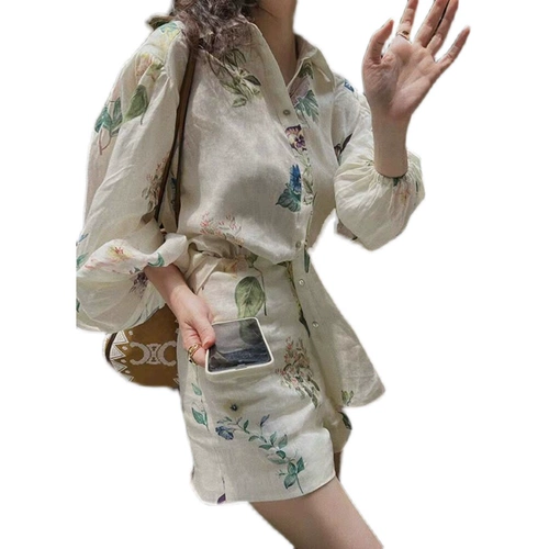 Летний комплект, рубашка, шорты, популярно в интернете, изысканный стиль, защита от солнца, свободный крой, в стиле Шанель