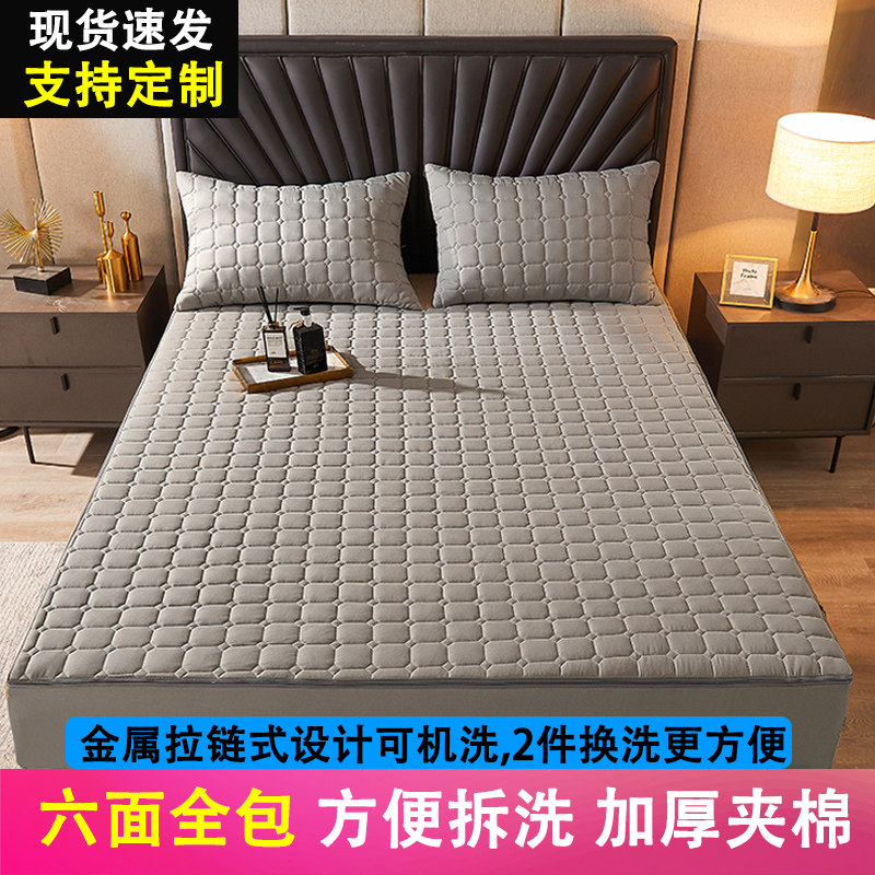 Bed-hat-in-one-piece laminated cotton six-sided all-bag pull-in-style mat Mattress Protective Sleeve Tatami Bed Hood Customised