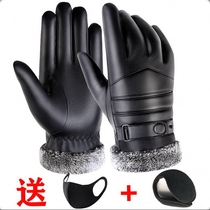 Black Leather Male Riding Motorcycle Gloves Winter Style Winter Warm Dad New Men Drive Special Waterproof Antifreeze