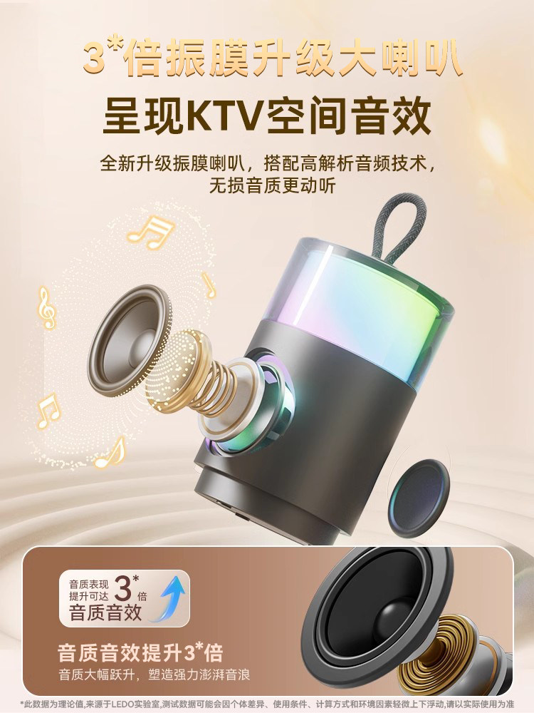 Ledu Karaoke Speaker Microphone All-In-One Bluetooth Speaker Gift Home Singing Device Family Outdoor Ktv