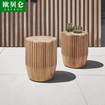 Nordic Log Tea Table Designer Balcony Corner a few outdoor patio Corrosion Resistant Solid Wood Furniture Combination Brief small tea table