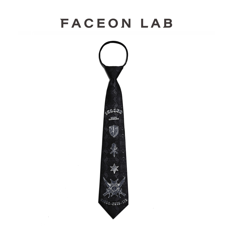 Faceonlab Original Design King's Knight Tie-Free Embroidered Twill Zipper Celebrity-Style Tie Faceonlab Original Design King's Knight Tie-Free Embroidered Twill Zipper Celebrity-Style Tie